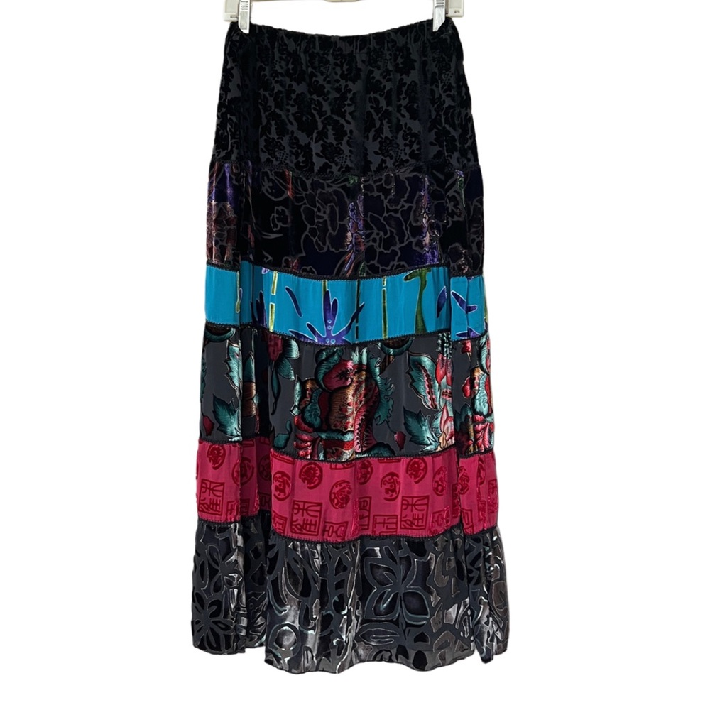 Chico’s Size 3 Pull-on Skirt Tiered Multicolor Boho Silk Blend
